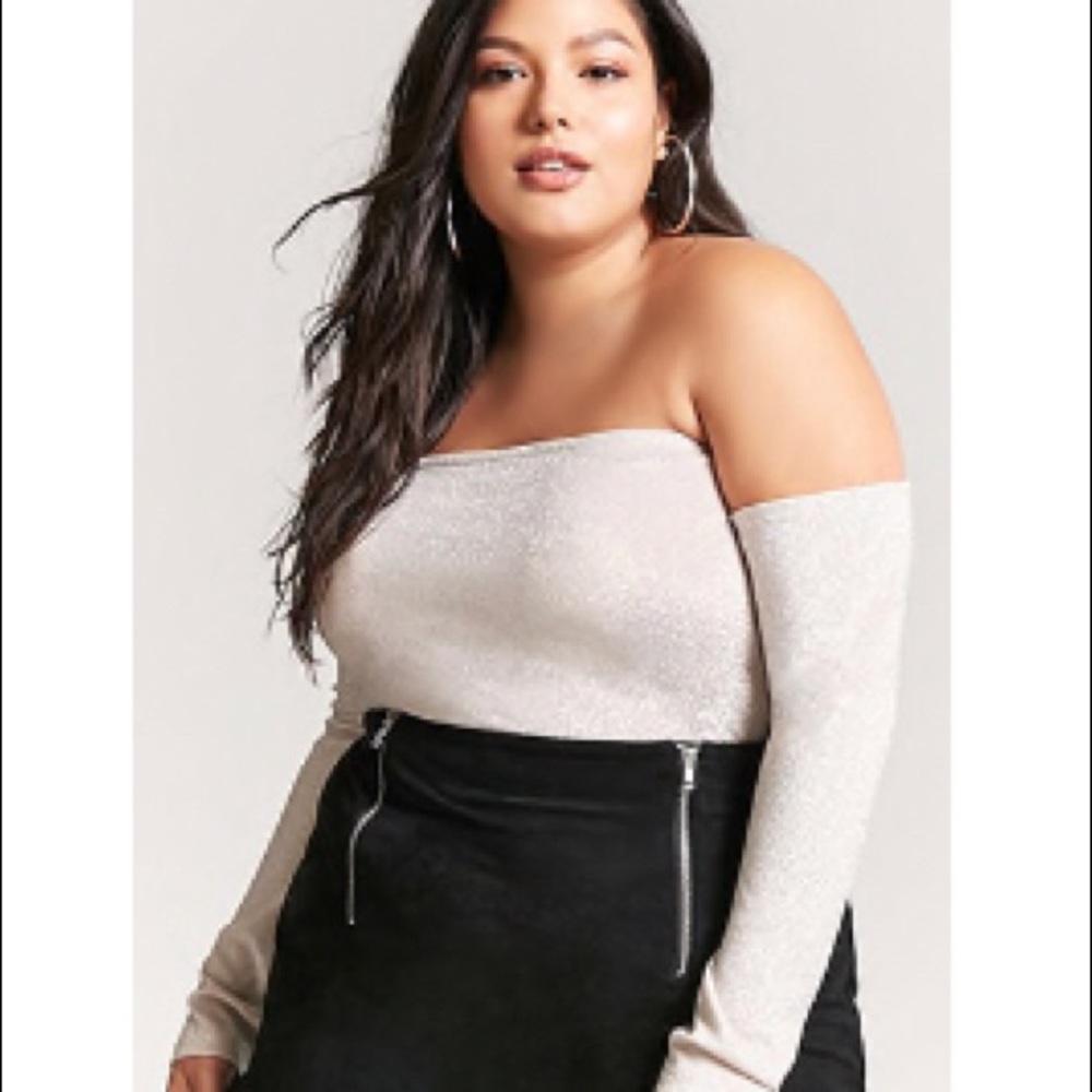 Forever 21 Pink Metallic off the shoulder Crop top